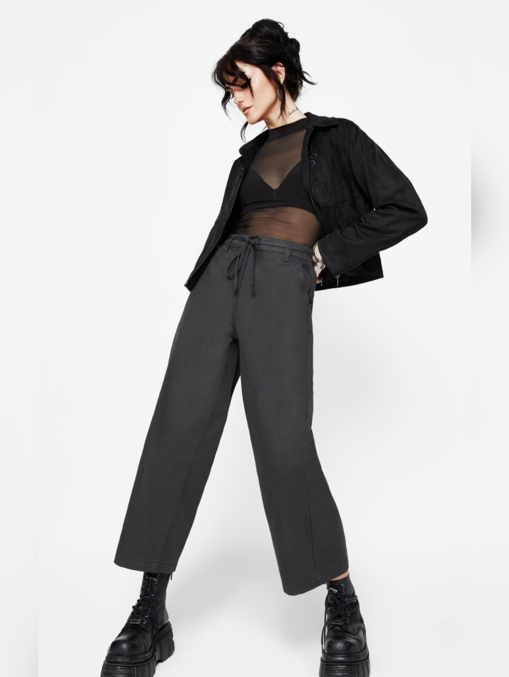 Disturbia Grey Wide Leg Trousers